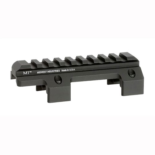 Il montaggio Picatinny superiore di Midwest Industries per MP5 consente di aggiungere ottiche e accessori senza rimuovere il handguard originale, realizzato in alluminio 6061.