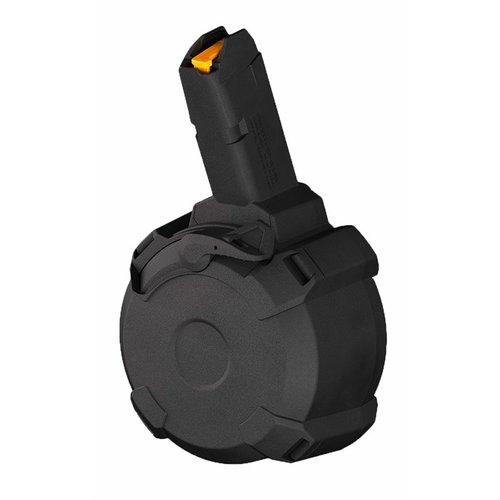 Le PCC PMAG D-50 GL9 de Magpul offre une capacité de 50 cartouches, un mécanisme de chargement pratique et une construction fiable pour ton carabine de calibre de poing.