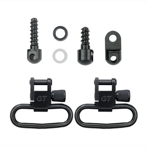 Le RUGER 10/22 1.25" SWIVEL SET de GROVTEC US inclut un adaptateur pour carabines, des vis en bois et deux attaches verrouillables, parfait pour le tir à Project Appleseed.