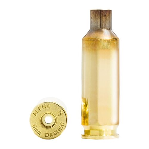 La cartuccia 6mm Dasher di Alpha Munitions offre maggiore capacità, precisione e durata grazie alla tecnologia OCD, confezionata in 100 pezzi protetti.