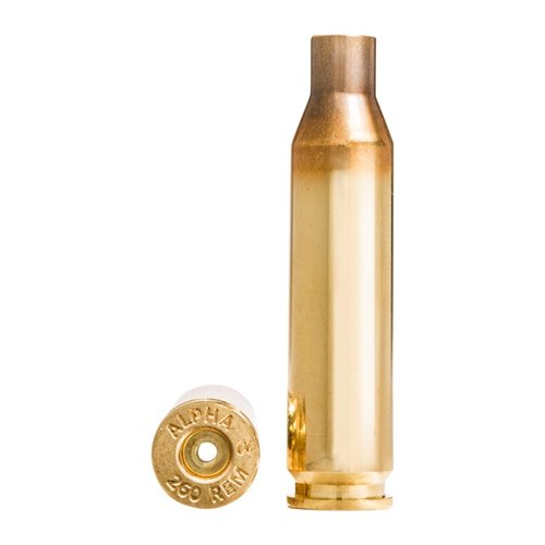 La cartuccia Alpha 260 Remington offre una vita prolungata della tasca del primer e della cartuccia, disponibile con fessure per Large o Small Rifle, in confezione da 100.