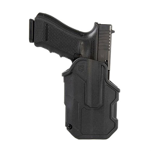 Das T-SERIES L2C Holster bietet schnelle, sichere Entnahme dank des Master Grip Prinzips und ist wetterfest mit verstärktem Polymer und schalldämpfendem Innenfutter.