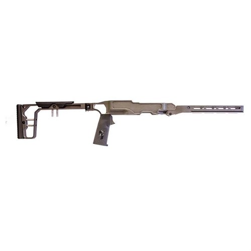 LaChassis 10/22 offre un design leggero e modulare, con punti di tensione posteriori, compatibilità AR, e una calciatura pieghevole per una precisione ottimale.