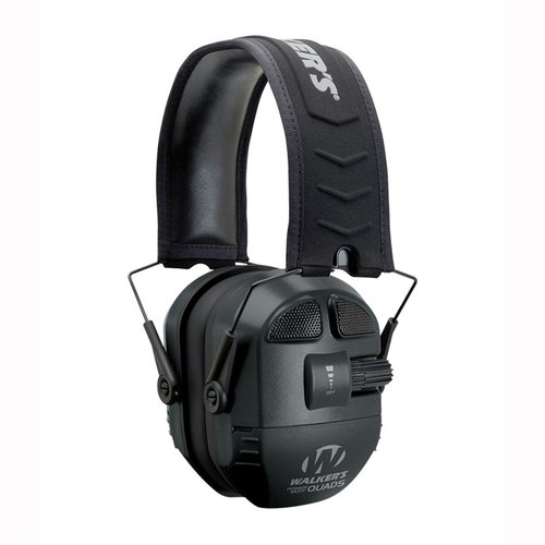 Le Ultimate Power Muffs di Walkers offrono un miglioramento uditivo di 9x, protezione del suono con un NRR di 27dB e design compatto e leggero.