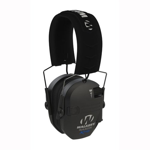 Le cuffie Walker's X-TRM Razor offrono protezione acustica NRR 23 dB, comfort premium con gel earpads e design compatto per un uso prolungato al poligono.