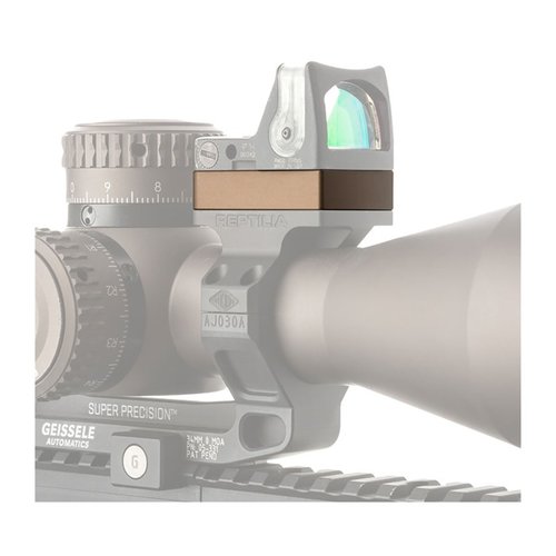 Der Reptilia ROF Riser ermöglicht dir, dein Red Dot Sight 2,5mm oder 10mm höher zu montieren, um Platz für hohe Turrets oder grössere Zielfernrohre zu schaffen.