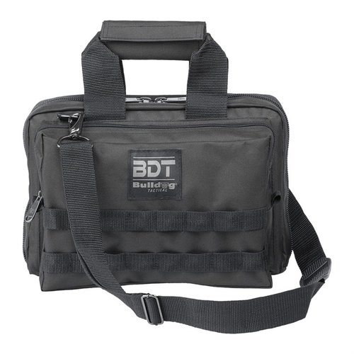 Scopri la borsa da tiro deluxe per 2 pistole con tracolla e sistema MOLLE. 💼 Resistente e spaziosa, ideale per il tuo equipaggiamento!