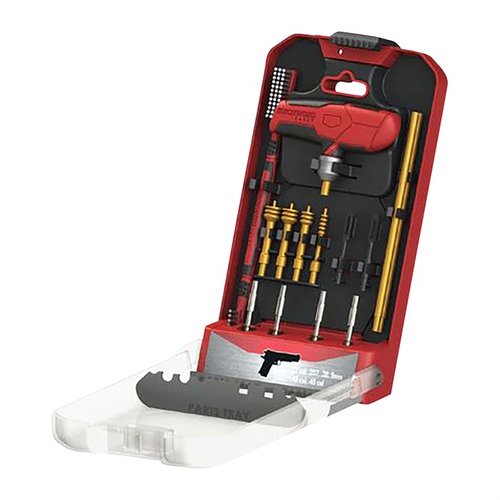 Das 16-teilige Universal-Handgun Cleaning Kit von Birchwood Casey bietet einen sicheren Custom Handle, innovative Aufbewahrung und alles, was du für die Reinigung brauchst.