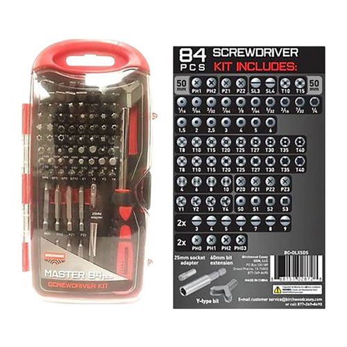 Set di cacciaviti da 84 pezzi con varie punte: Slotted, Philips, Pozidriv, Torx, Hex e altro, ideale per armi e strumenti da gunsmith.