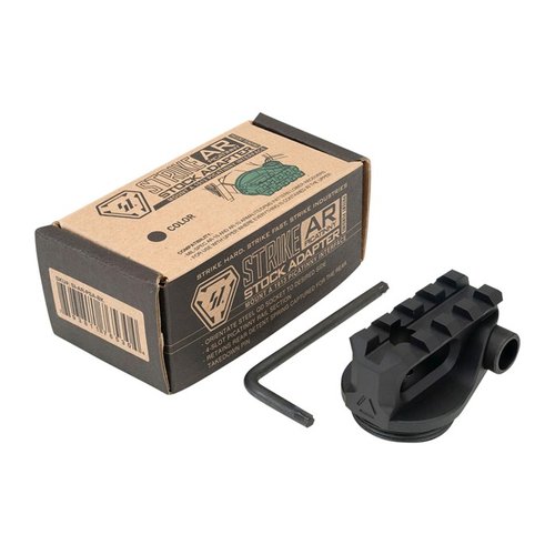 Mit dem Strike AR Picatinny Stock Adapter kannst du einfach und schnell einen 1913 Picatinny Stock montieren, ideal für AR-15 und AR-10 ohne Puffer.