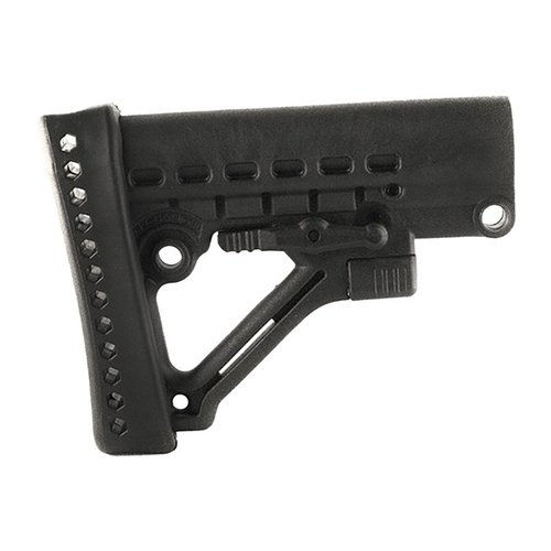 Le crosse Archangel® ajustable 6 positions en polymère noir est robuste, compatible avec tous les tubes commerciaux et offre des configurations multiples pour ton confort.