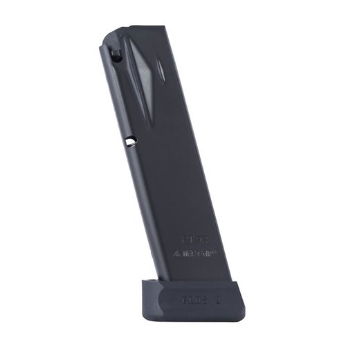 Die TAURUS PT92/99 Magazine von MEC-GAR bieten 20 Schuss, sind aus hochwertigem, nahtlosem Stahl gefertigt und garantieren durch die Anti-Friction-Beschichtung höchste Zuverlässigkeit.