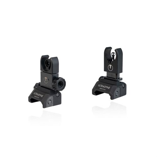 Le combo de viseurs rabattables Ultradyne C4 pour AR10 offre précision, réglages de vent et d'élévation, et un design compact, léger et robuste.