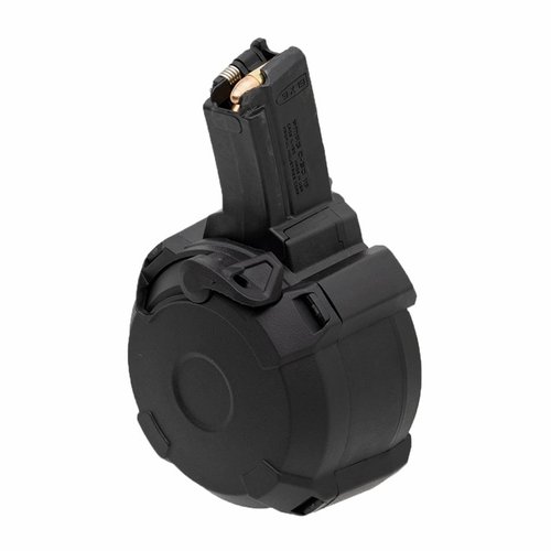 Le PMAG D-50 MP de Magpul est un chargeur tambour léger et résistant, offrant 50 cartouches, indicateur de comptage, et facile à nettoyer pour ton MP5.