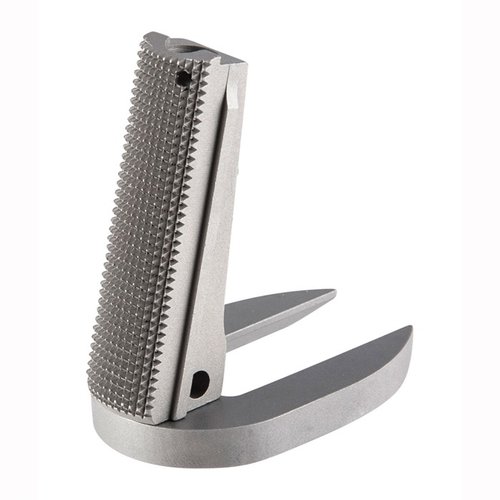 Hol dir das 1911 Checkered Mainspring Housing MagWell von Fusion Firearms - aus Edelstahl, in mattem, poliertem oder schwarzem Finish, für perfekte Passform und Funktion!
