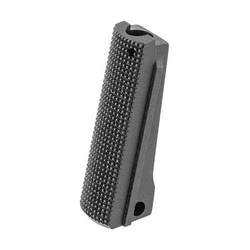 Mainspring Housing in acciaio inossidabile per 1911, lavorato CNC, con finitura checkered a 20 lpi, disponibile in acciaio inossidabile o nero.