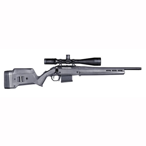 Il Magpul Hunter American Stock per Ruger® American offre una soluzione drop-in, lunghezza di tiro regolabile, compatibilità M-LOK e costruzione in polimero rinforzato.