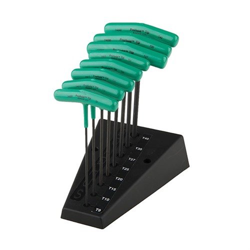 Mit dem PROHOLD STAR TIP T-HANDLES 8-PIECE SET von BONDHUS hast du immer den perfekten Halt für alle Star und TORX Schrauben. Der nicht-magnetische Knopf sorgt für Sicherheit.