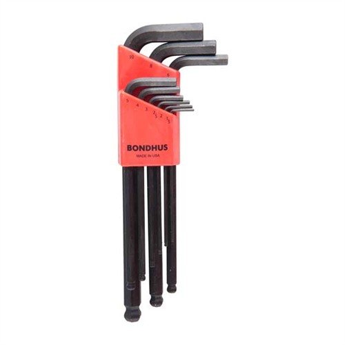 Die BALL-HEX "L" WRENCHES von BONDHUS ermöglichen dir das Arbeiten in engen Winkeln bis zu 25°, ideal für schwer erreichbare Stellen. Im praktischen Etui!