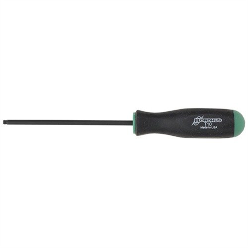 I cacciaviti Torx® Bondhus offrono una costruzione in acciaio temprato, un manico fluted per una presa sicura e una testa a sfera per angoli di fino a 25°, ideali per l'uso con viti Torx.