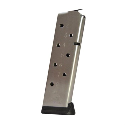 Le chargeur 1911 Premium 8RD en acier inoxydable est un remplacement d'origine Colt, parfait pour tes modèles Government et Commander, offrant fiabilité et durabilité.