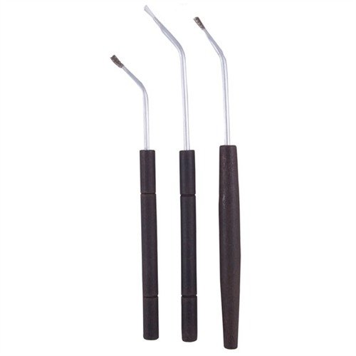Les brosses angulaires Birchwood Casey atteignent les zones difficiles d'accès pour un nettoyage efficace, avec des poils en acier inoxydable et en nylon.