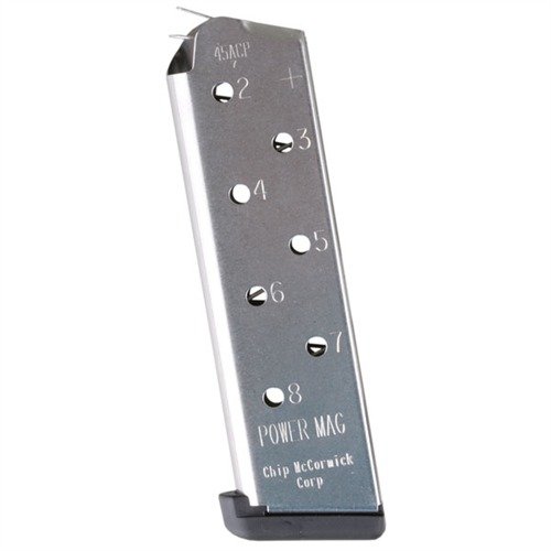 Die 1911 8RD 45ACP POWER PLUS MAGAZINE bietet zuverlässige Leistung, fortschrittlichen Anti-Tilt-Follower und eine zusätzliche Runde für maximale Effizienz.