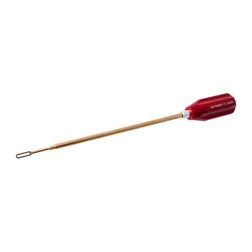 Le Dewey Handgun Cleaning Rod de 6,5" est parfait pour tes armes .357/.38/9mm, .40 et .45, avec un manche à roulement à billes et une boucle de patch en laiton.