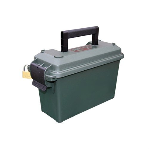 La MTM Ammo Can 30 Cal-Forest Green è resistente, impermeabile e perfetta per conservare munizioni e accessori in modo sicuro e organizzato.