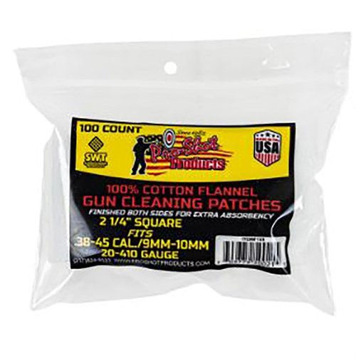 .38-.45 CAL./20-.410GA. Patches von Pro Shot Products, Inc. bieten eine hervorragende Reinigung für deine Waffen und sind in einer praktischen 100er-Packung erhältlich.