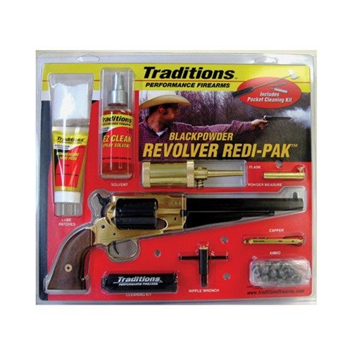 Entdecke die Traditions 1858 Army Redi-Pack .44 Cal mit einem 8" blauen Oktagonal-Lauf – perfekt für präzises Schiessen und historische Nachbildungen.
