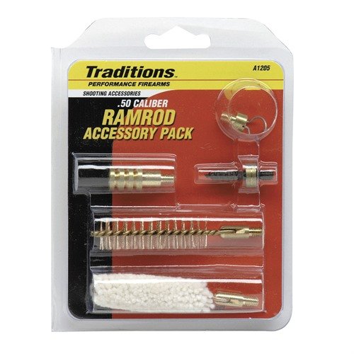 Il pacchetto di accessori per ramrod da 50 calibro di TRADITIONS offre tutto il necessario per la manutenzione e l'ottimizzazione delle tue armi, garantendo prestazioni superiori.