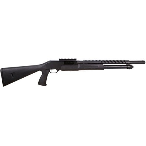 Il fucile Stevens 320 Security 12ga offre un'azione a pompa affidabile, canna da 18.5", impugnatura a pistola, e un sistema di mira a perla, ideale per situazioni tattiche.