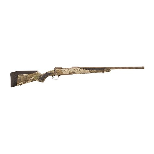 La Savage Arms 110 High Country en 308 win avec un canon de 22 pouces et une capacité de 4 cartouches est parfaite pour la chasse, alliant précision et style avec son fini True Timber Strata.