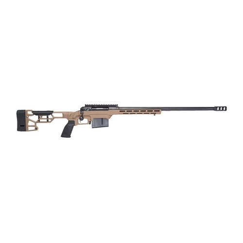 Découvre le 110 Precision 338 Lapua 24" FDE de Savage Arms, une carabine précise et robuste, idéale pour la chasse et le tir à longue distance.