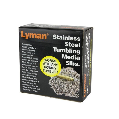 Il Rotary Case Stainless Steel Media da 5lbs di LYMAN offre una pulizia efficace e duratura, ideale per rimuovere residui e ossidazione dalle cartucce.