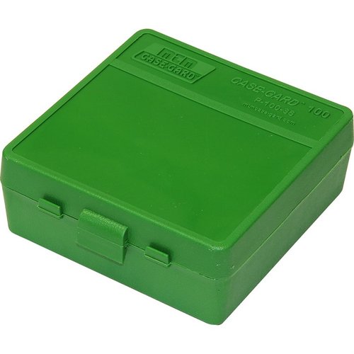 La MTM Ammo Box 100 Round Flip-Top 38 - 357 offre una protezione superiore per le munizioni, facile accesso e design compatto per il trasporto.