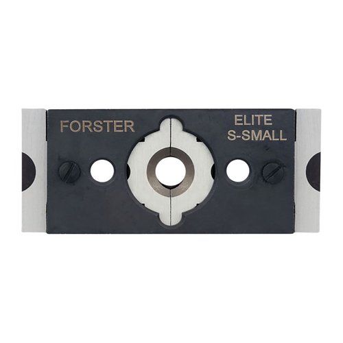 Mit der Forster Quick Change Jaw Assembly kannst du schnell und einfach die Spannbacken wechseln, um verschiedene Hülsen durch die selbstschliessenden Backen zu halten.