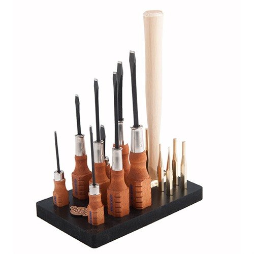 Le set d'outils complet de 17 pièces de Grace USA offre des outils de haute qualité pour l'entretien des armes, incluant tournevis, pinces en laiton et un bloc de travail en néoprène.