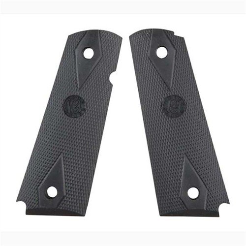 Le impugnature HOGUE per 1911 Auto offrono comfort e controllo, assorbendo il rinculo e garantendo una presa sicura grazie a design in gomma e legno.