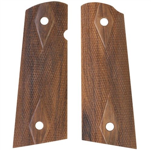 Le impugnature 1911 HOGUE extra lunghe, tagliate quadrate, si adattano perfettamente a pistole con mag wells, offrendo comfort e controllo del rinculo superiori.