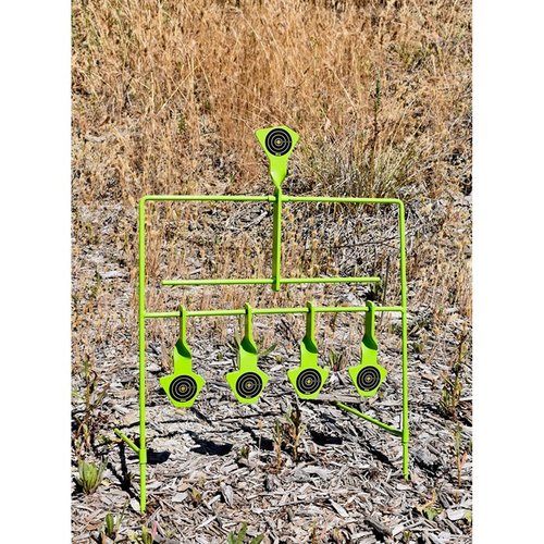 Sistema di bersaglio auto-ripristinante per softnose calibro 22, realizzato in acciaio di alta qualità, con 5 bersagli galleggianti ad alta visibilità per un divertimento senza fine.