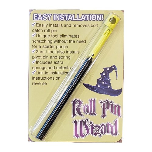 Il Roll Pin Wizard facilita l'installazione del roll pin del bolt catch senza graffiare il ricevitore, includendo un punch e ricambi extra per una maggiore praticità!