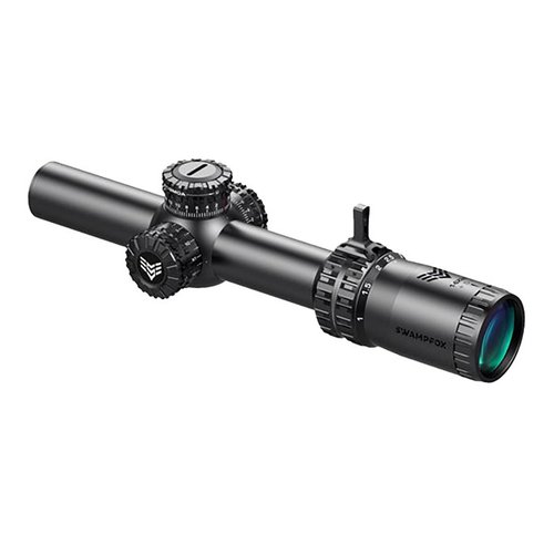 Le Swampfox Arrowhead 1-8X24mm SFP offre des réticules illuminés, des tourelles verrouillables, et une optique de pointe pour une vision claire et un large champ de vision.