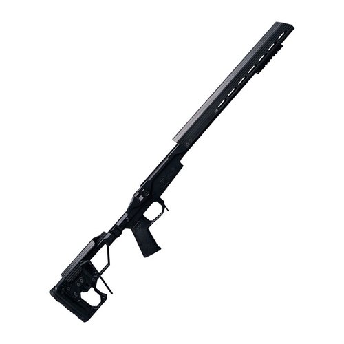 Il Modern Precision Short Action Chassis di Christensen Arms è leggero, regolabile e realizzato in alluminio 7075, con handguard in carbonio FFT e lunghezza di tiro regolabile.