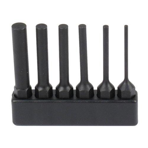 Set di sei Steel Pin Punches compatibili con il sistema Fix It Sticks, disponibili in varie dimensioni e lavorati da un'unica barra di acciaio.