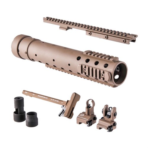 Questo kit DIY include tutti i componenti necessari per costruire il Mark 12 Mod H, tra cui il forearm PRI Gen III, il rail Recce e le mire flip-up.
