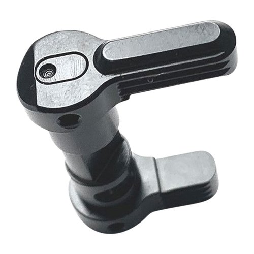 Le sélecteur de sécurité ambidextre ASF-50 offre une rotation à 50 degrés, un design robuste, et des leviers ergonomiques pour un contrôle optimal.