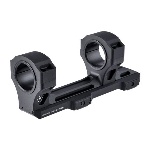 Il Mount per Scopi Regolabile di Strike Industries offre quattro posizioni di rilievo dell'occhio, realizzato in alluminio 7250 leggero e resistente, perfetto per fucili con rail Picatinny.