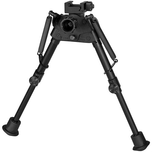 Le bipied S-BR2P s'étend de 6" à 9", se fixe directement sur un rail Picatinny, est ultra léger (13 oz) et a des jambes auto-nivelantes pour un tir précis.